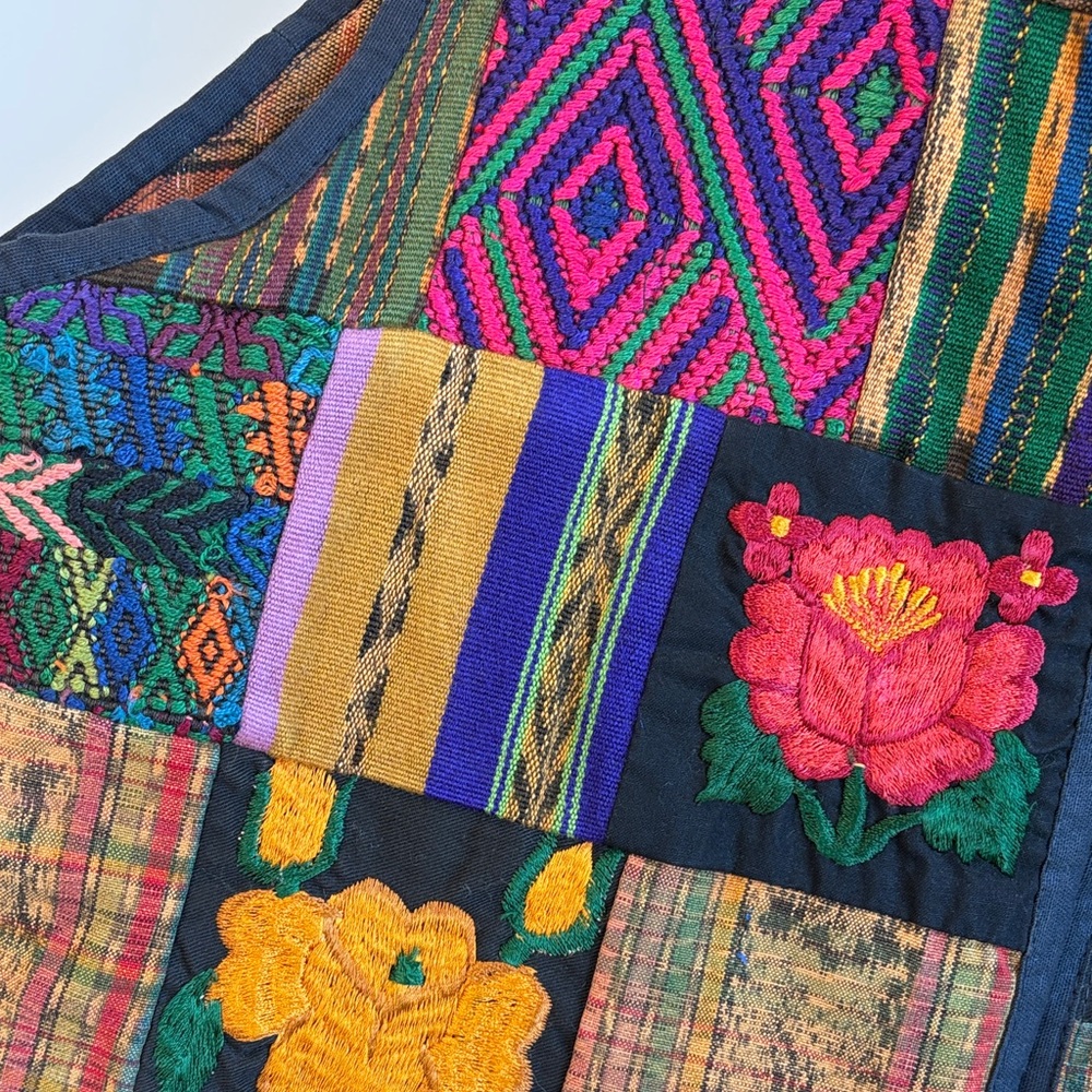 Colorful Handcrafted Patchwork Vest With Floral E… - image 4